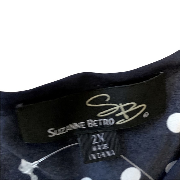 NEW Suzanne Betro Polka Dot Ruffle Trim Midi Length Baby Doll Dress Size 2X - Picture 7 of 9